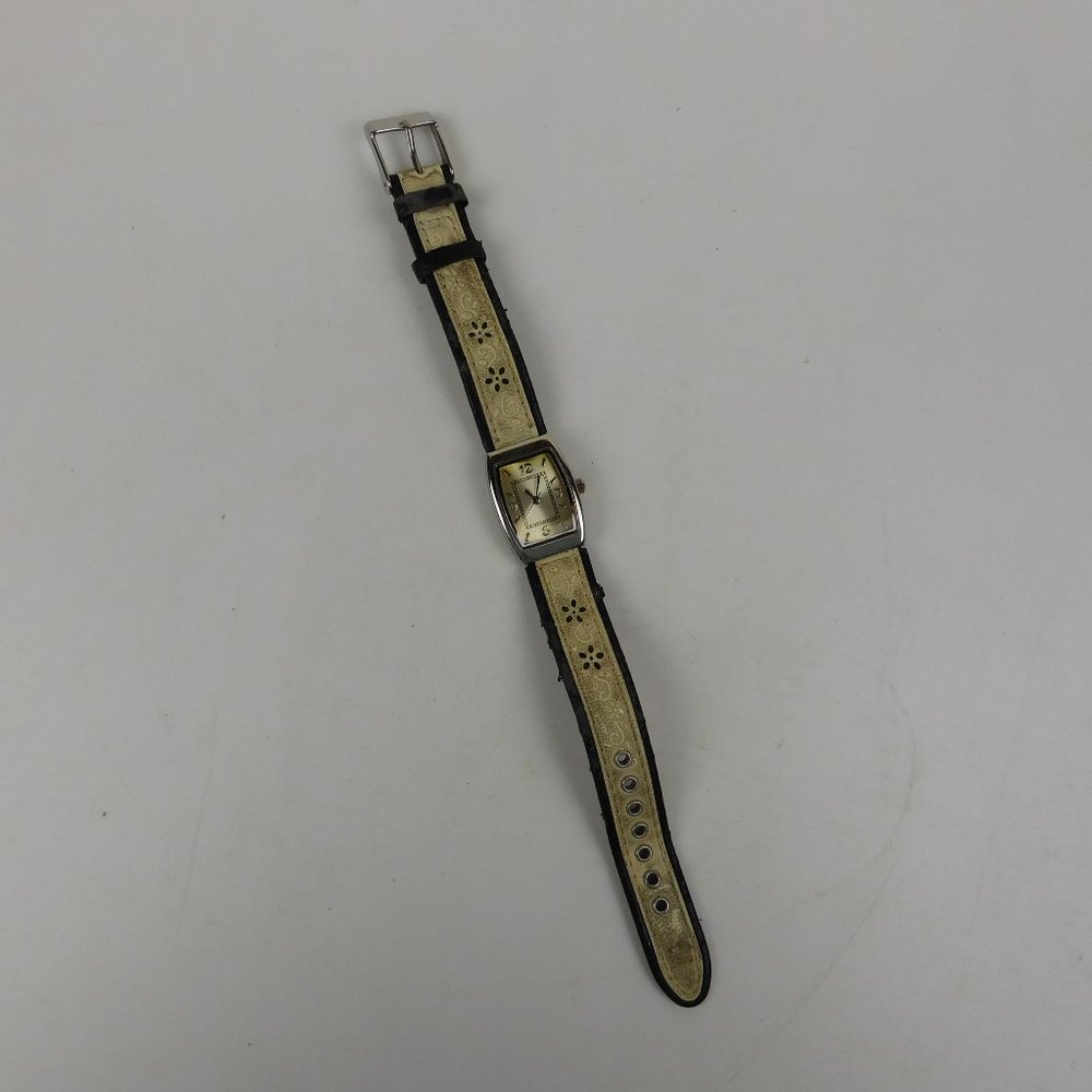 Floral Band Watch - Stainless Steel, Leather Like Band